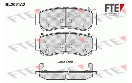 Kit de plaquettes de frein, frein à disque BL2061A2 FTE