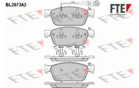 Kit de plaquettes de frein, frein à disque BL2073A2 FTE