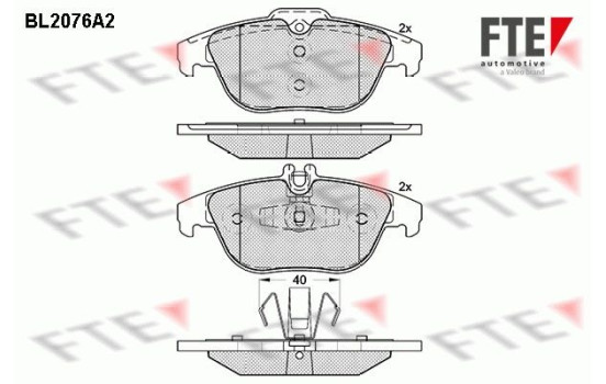 Kit de plaquettes de frein, frein à disque BL2076A2 FTE