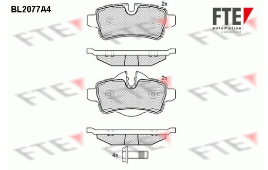 Kit de plaquettes de frein, frein à disque BL2077A4 FTE