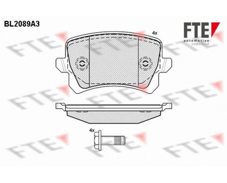 Kit de plaquettes de frein, frein à disque BL2089A3 FTE