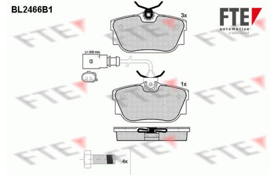 Kit de plaquettes de frein, frein à disque BL2466B1 FTE