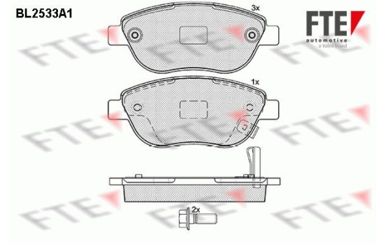 Kit de plaquettes de frein, frein à disque BL2533A1 FTE