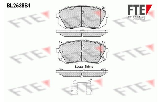 Kit de plaquettes de frein, frein à disque BL2538B1 FTE