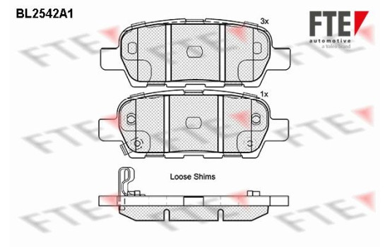 Kit de plaquettes de frein, frein à disque BL2542A1 FTE