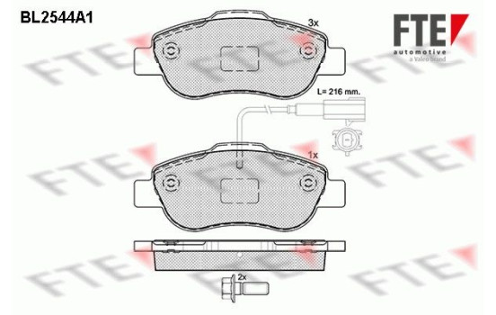 Kit de plaquettes de frein, frein à disque BL2544A1 FTE