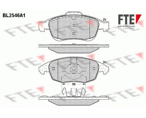 Kit de plaquettes de frein, frein à disque BL2546A1 FTE