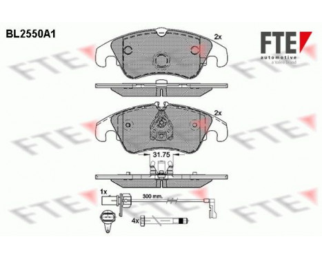 Kit de plaquettes de frein, frein à disque BL2550A1 FTE