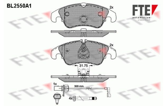 Kit de plaquettes de frein, frein à disque BL2550A1 FTE