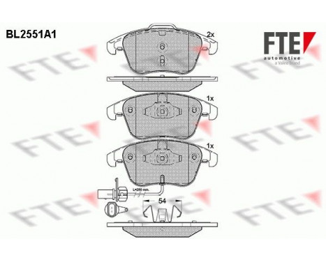 Kit de plaquettes de frein, frein à disque BL2551A1 FTE