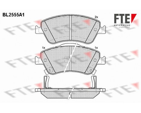 Kit de plaquettes de frein, frein à disque BL2555A1 FTE