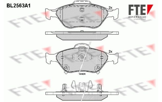 Kit de plaquettes de frein, frein à disque BL2563A1 FTE