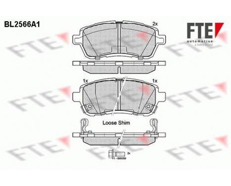 Kit de plaquettes de frein, frein à disque BL2566A1 FTE