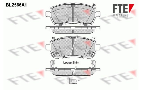 Kit de plaquettes de frein, frein à disque BL2566A1 FTE