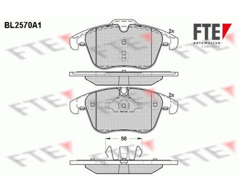 Kit de plaquettes de frein, frein à disque BL2570A1 FTE