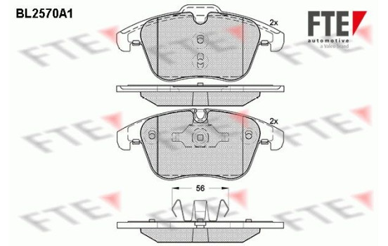 Kit de plaquettes de frein, frein à disque BL2570A1 FTE