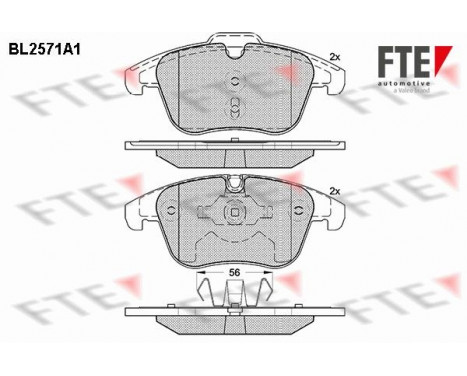 Kit de plaquettes de frein, frein à disque BL2571A1 FTE