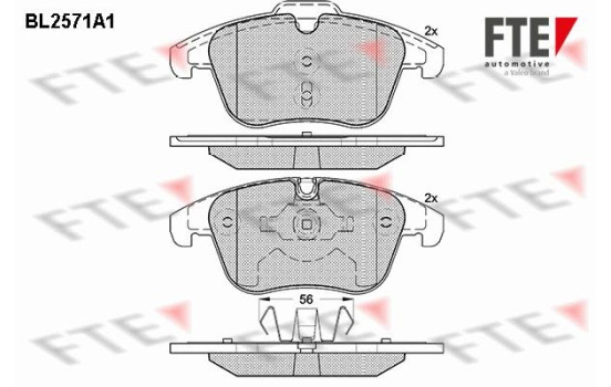 Kit de plaquettes de frein, frein à disque BL2571A1 FTE