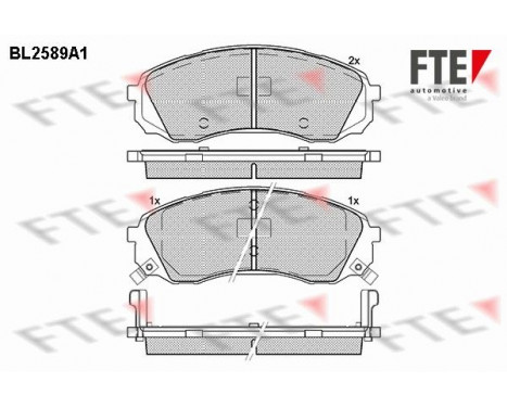 Kit de plaquettes de frein, frein à disque BL2589A1 FTE