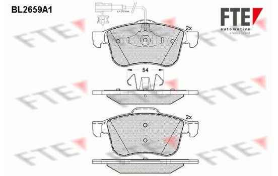 Kit de plaquettes de frein, frein à disque BL2659A1 FTE