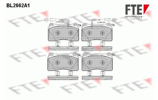 Kit de plaquettes de frein, frein à disque BL2662A1 FTE