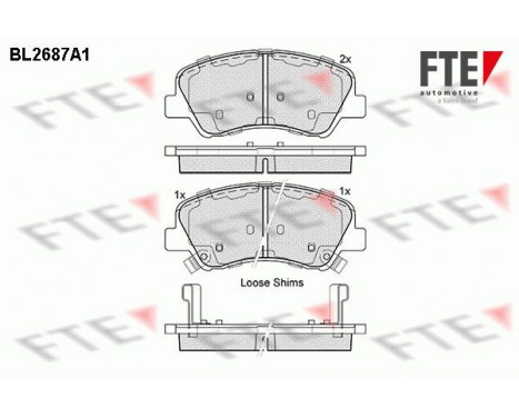 Kit de plaquettes de frein, frein à disque BL2687A1 FTE