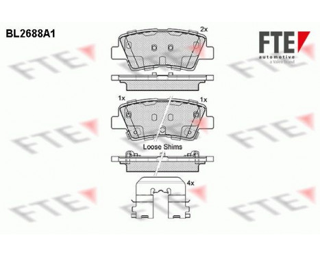 Kit de plaquettes de frein, frein à disque BL2688A1 FTE