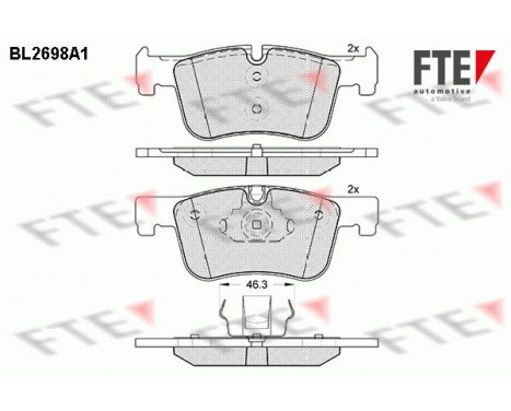 Kit de plaquettes de frein, frein à disque BL2698A1 FTE