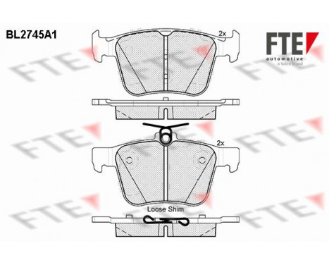 Kit de plaquettes de frein, frein à disque BL2745A1 FTE