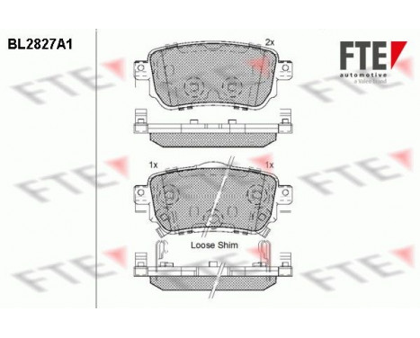 Kit de plaquettes de frein, frein à disque BL2827A1 FTE