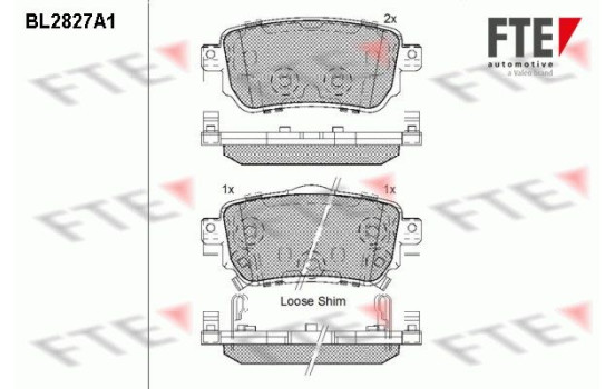 Kit de plaquettes de frein, frein à disque BL2827A1 FTE