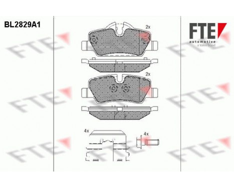 Kit de plaquettes de frein, frein à disque BL2829A1 FTE
