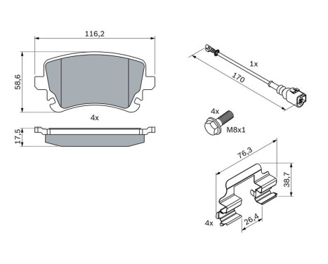 Kit de plaquettes de frein, frein à disque BP1018 Bosch, Image 5