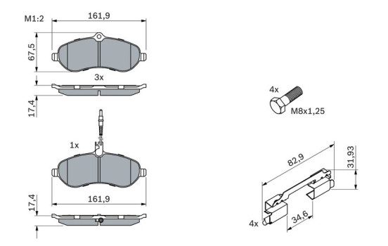 Kit de plaquettes de frein, frein à disque BP1074 Bosch, Image 4