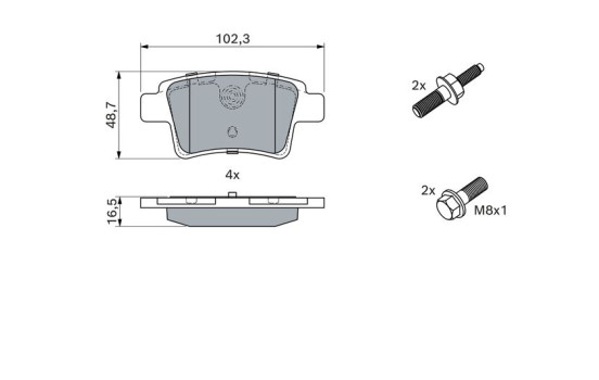 Kit de plaquettes de frein, frein à disque BP1110 Bosch, Image 5