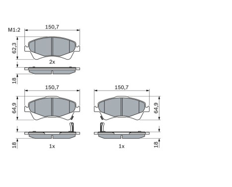 Kit de plaquettes de frein, frein à disque BP1134 Bosch, Image 5