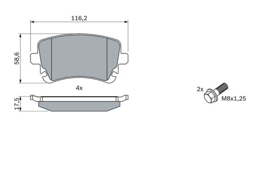 Kit de plaquettes de frein, frein à disque BP1235 Bosch, Image 3