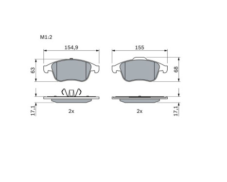 Kit de plaquettes de frein, frein à disque BP1324 Bosch, Image 5