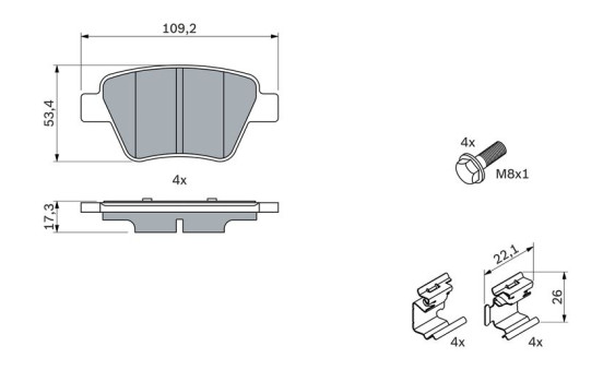 Kit de plaquettes de frein, frein à disque BP1338 Bosch