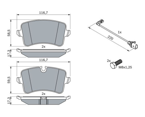 Kit de plaquettes de frein, frein à disque BP1409 Bosch, Image 5