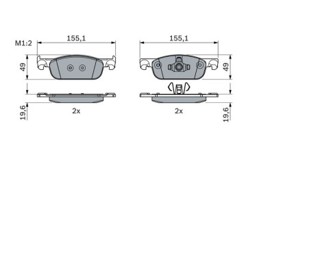 Kit de plaquettes de frein, frein à disque BP2055 Bosch, Image 2