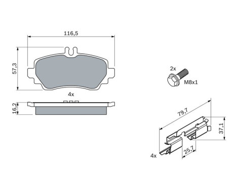 Kit de plaquettes de frein, frein à disque BP238 Bosch, Image 7