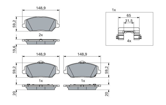 Kit de plaquettes de frein, frein à disque BP2485 Bosch