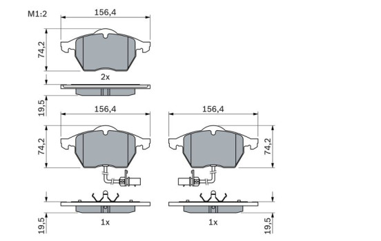 Kit de plaquettes de frein, frein à disque BP250 Bosch