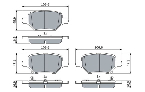Kit de plaquettes de frein, frein à disque BP2524 Bosch, Image 5