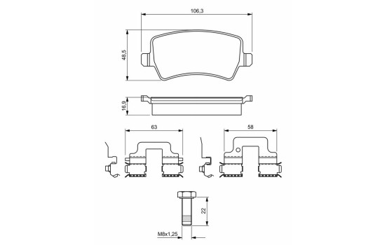 Kit de plaquettes de frein, frein à disque BP2656 Bosch, Image 6