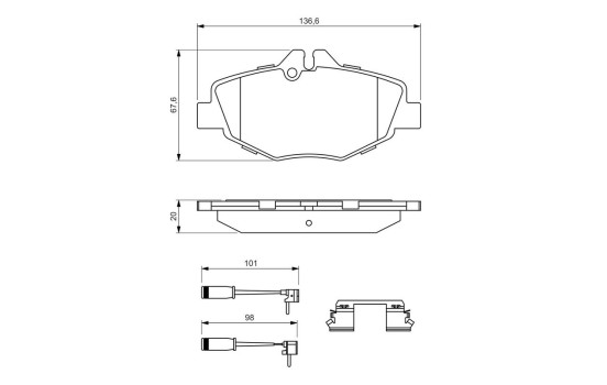Kit de plaquettes de frein, frein à disque BP2665 Bosch, Image 6