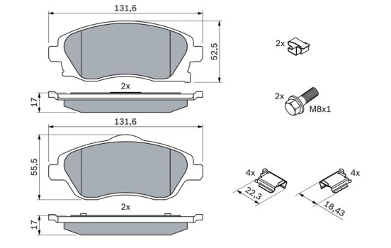 Kit de plaquettes de frein, frein à disque BP2683 Bosch, Image 3