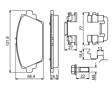 Kit de plaquettes de frein, frein à disque BP2725 Bosch, Image 7