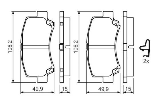Kit de plaquettes de frein, frein à disque BP349 Bosch, Image 2